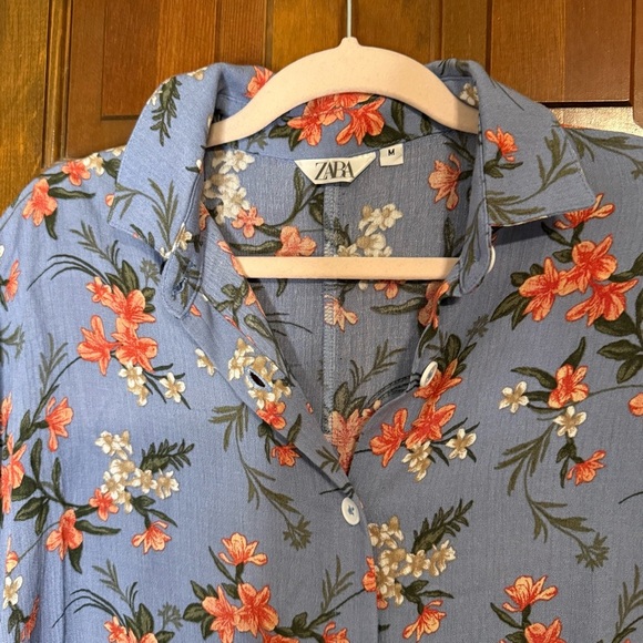 Zara raglan sleeve oversized tunic size Medium floral print EUC - Picture 2 of 4